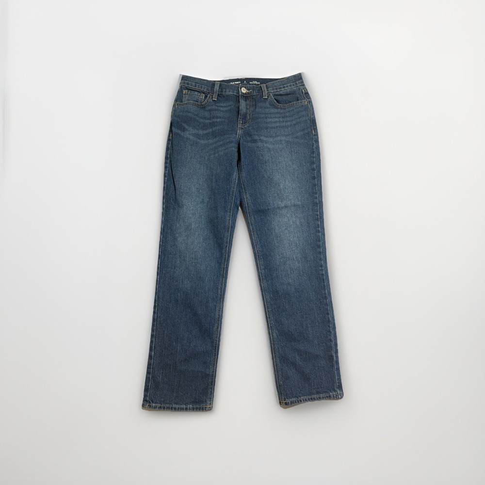 Old Navy mid-rise wowโ boyfriend blue jeans, denim, women's 2 petite